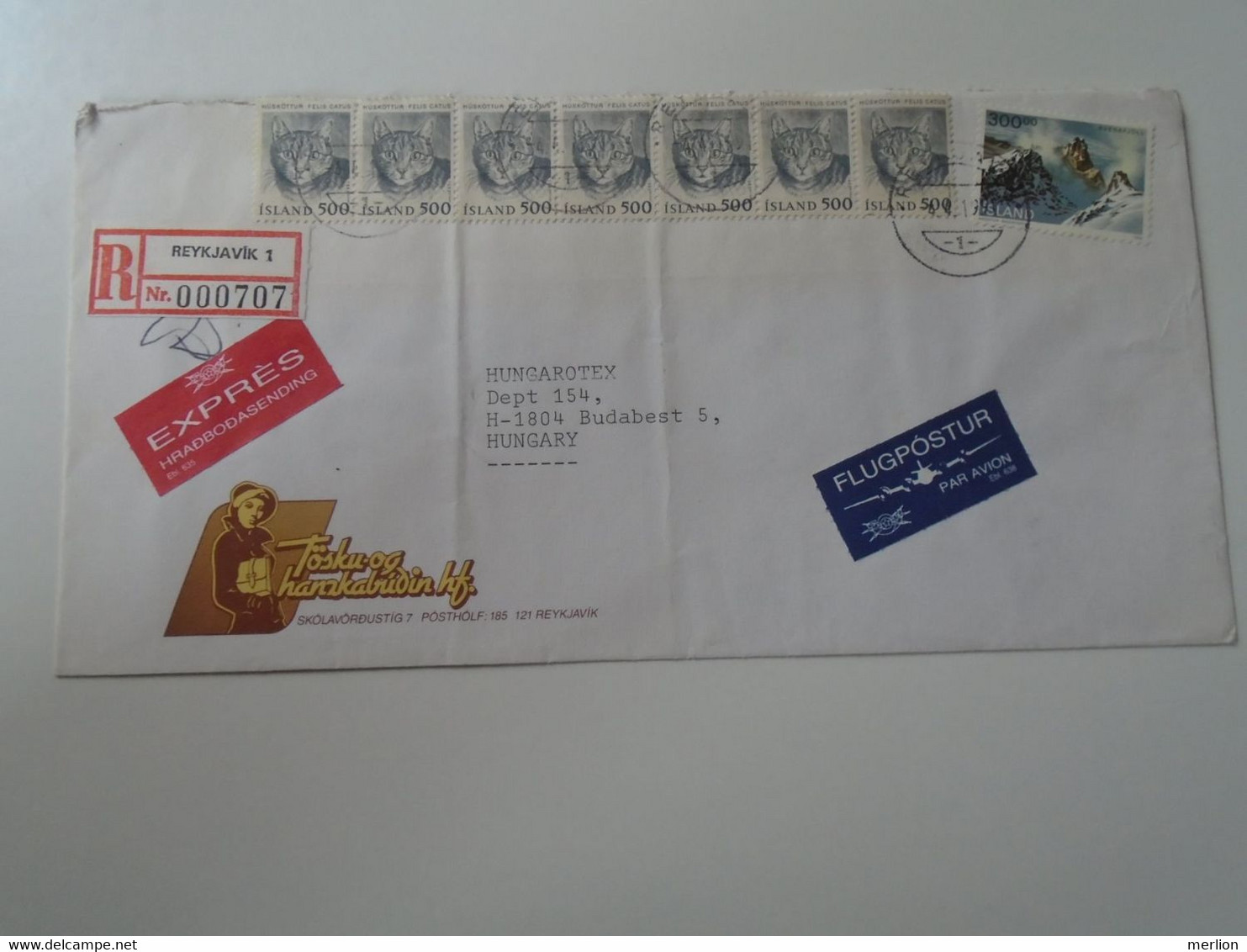 ZA402.5   Iceland - Island Registered Express Airmail Cover  Ca 1991 Reykjavík 1 - Sent To Hungary  Stamp Cat - Covers & Documents