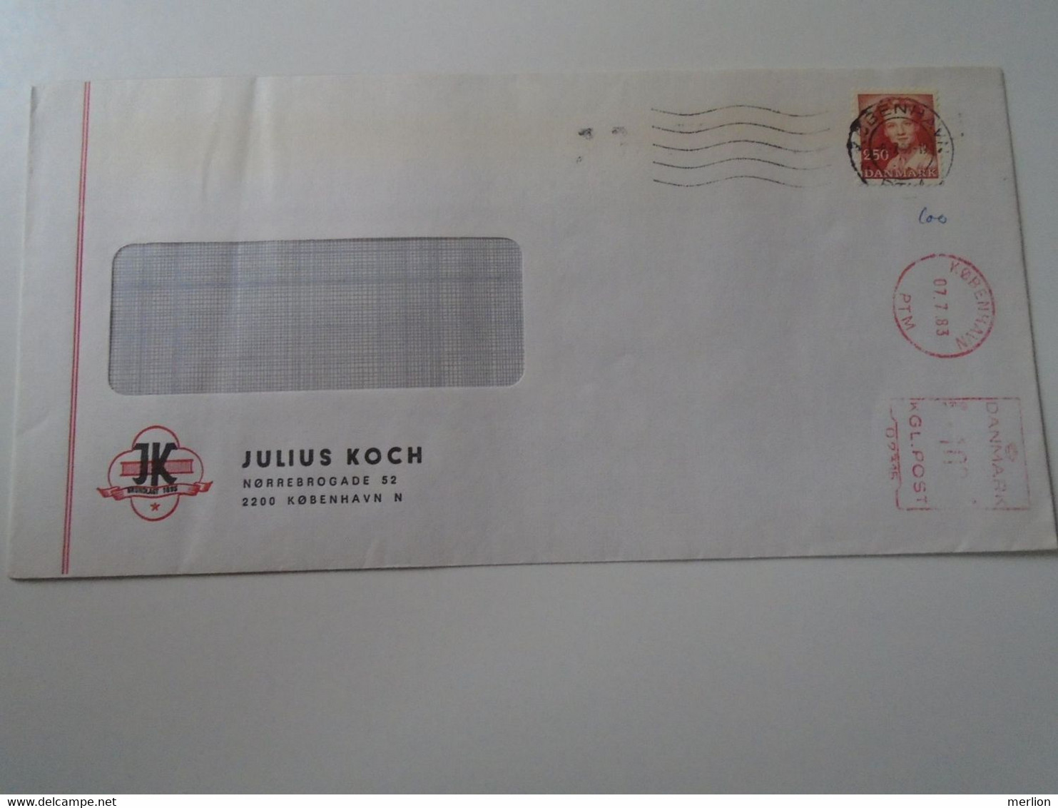 ZA402.7  Denmark  Danmark  Cover  Cancel 1983 Kobenhavn - Uprated Meter  - Ema Red Meter Julius KOCH - Covers & Documents