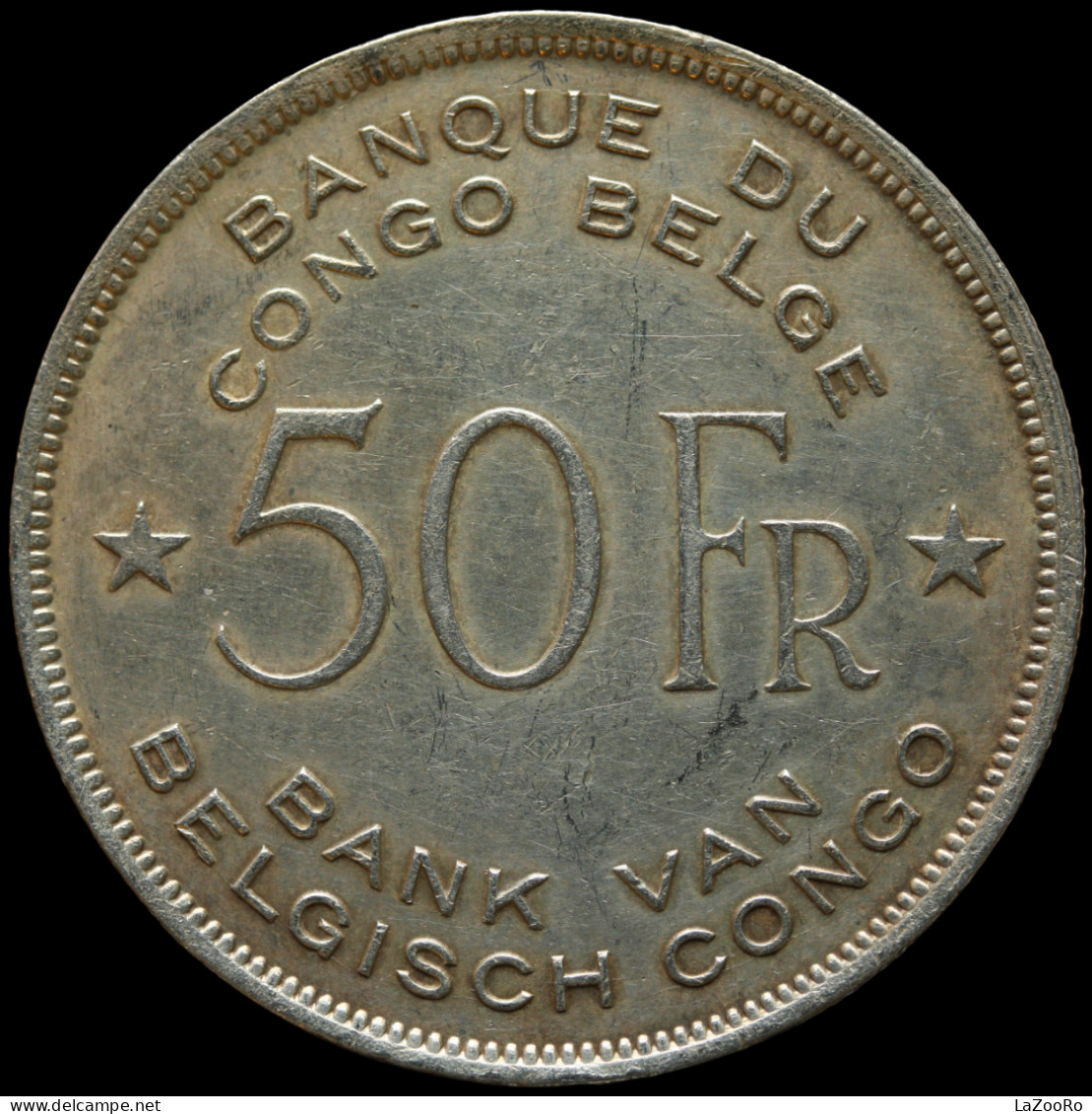 LaZooRo: Belgian Congo 50 Francs 1944 UNC - Silver - 1934-1945: Leopold III