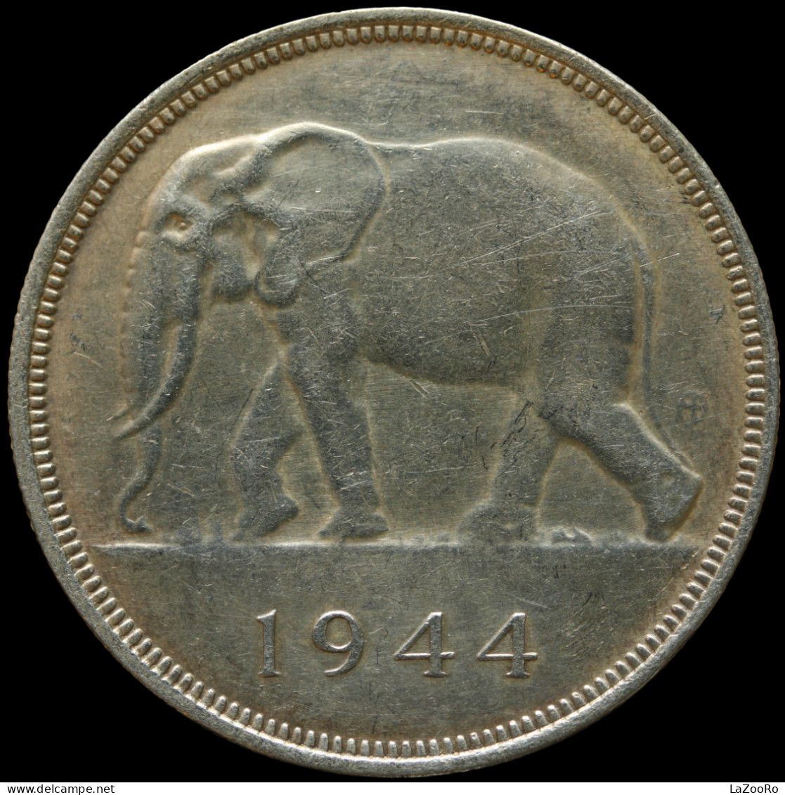 LaZooRo: Belgian Congo 50 Francs 1944 UNC - Silver - 1934-1945: Leopold III