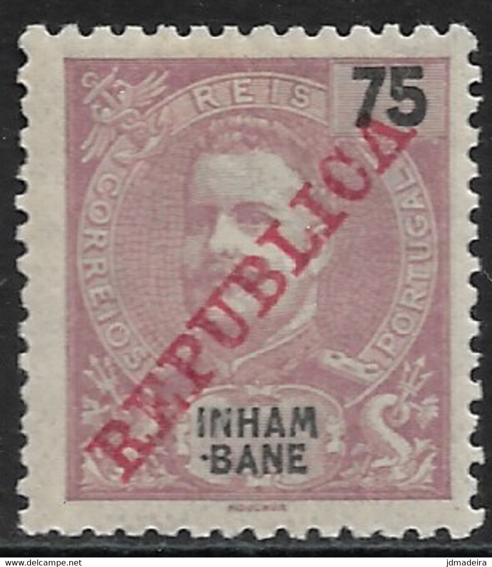 Inhambane – 1911 King Carlos Overprinted REPUBLICA 75 Réis Mint Stamp - Inhambane