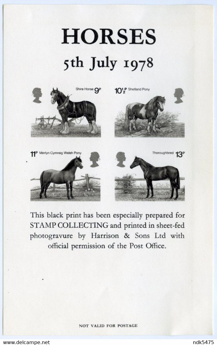 BLACK PRINT - HORSES, 1978 : HARRISON & SONS - Essays, Proofs & Reprints