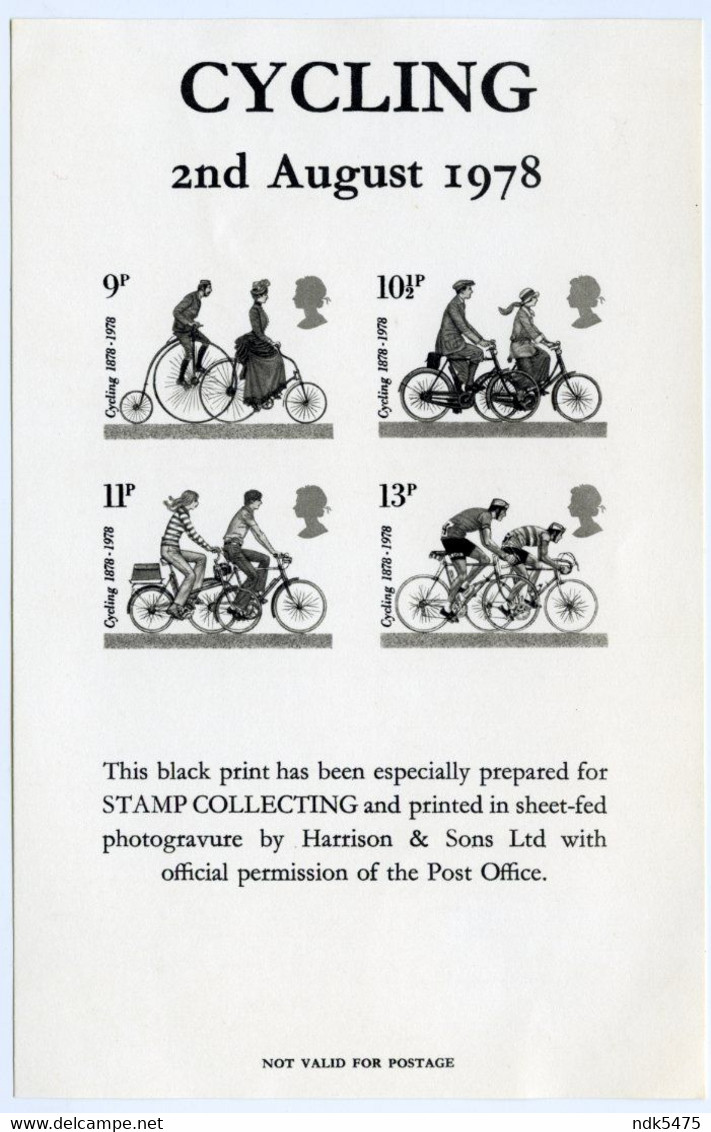 BLACK PRINT - CYCLING, 1978 : HARRISON & SONS - Ensayos, Pruebas & Reimpresiones