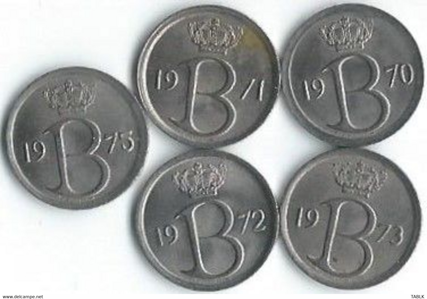 MM685 - BELGIË - BELGIUM - 5 X 25 CENTIMES - FRANS - 1970 - 1971 - 1972 - 1973 - 1975 - 25 Cents