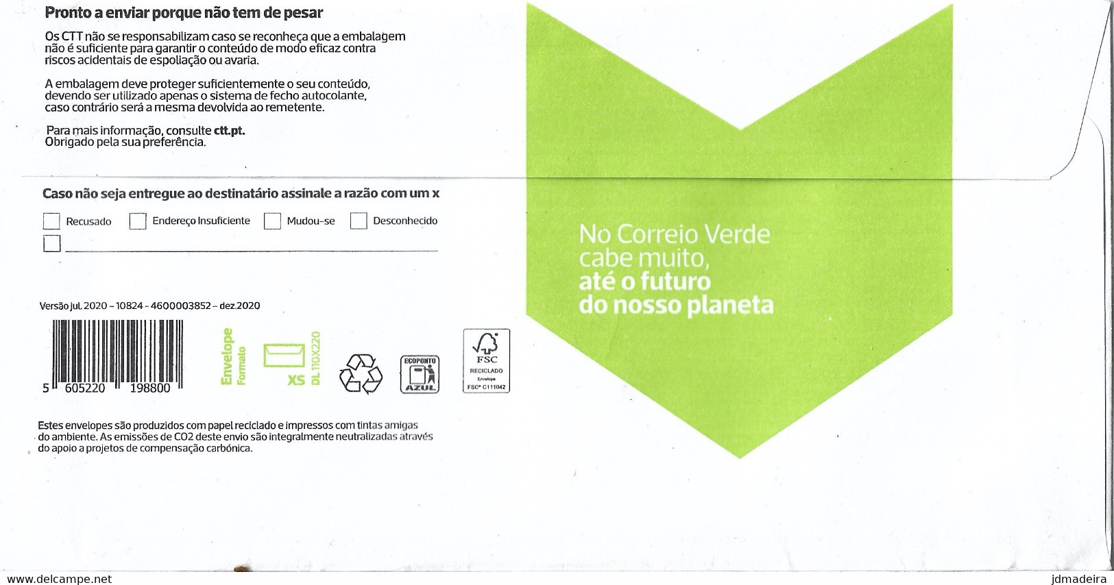 Portugal CORREIO VERDE Cover - Covers & Documents