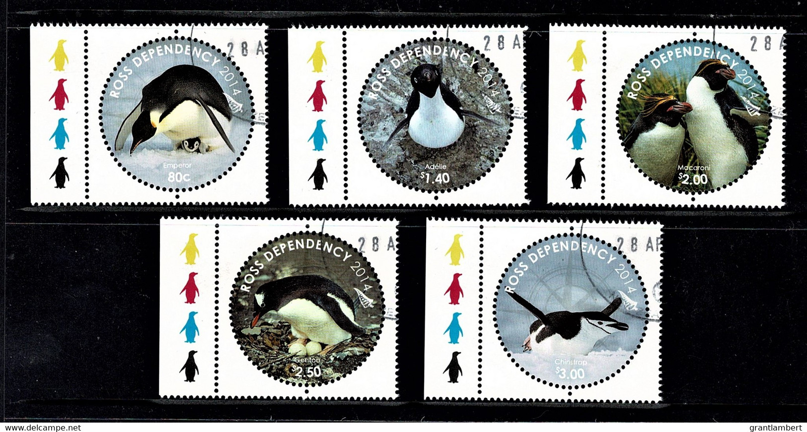 Ross Dependency (NZ) 2014 Penguins Left Marginal Set Of 5 Used - Gebruikt