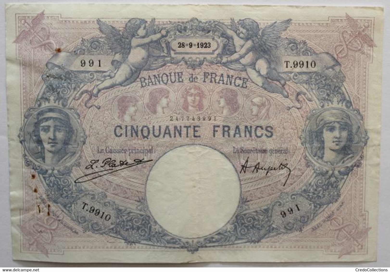 France - 50 Francs - 28-9-1923 - PICK 64g.2 / F14.36 - TTB+ - 50 F 1889-1927 ''Bleu Et Rose''