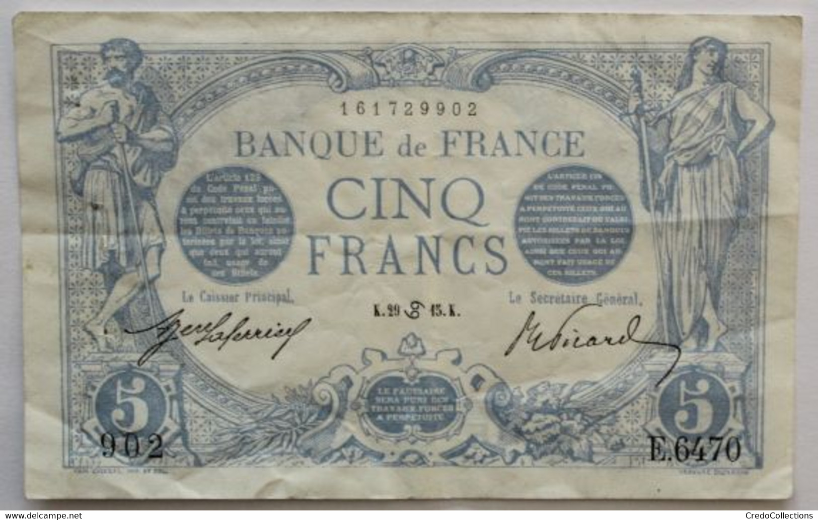 France - 5 Francs - 29-6-1915 - PICK 70a / F2.28 - TTB - 5 F 1912-1917 ''Bleu''