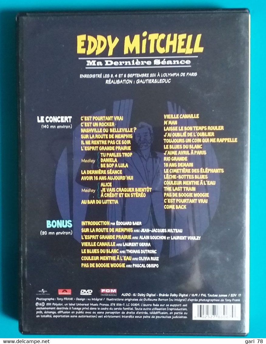 Eddy MITCHELL : Ma Derniere Seance - Enregistré En Septembre 2011 à L'Olympia De Paris - Concert En Muziek