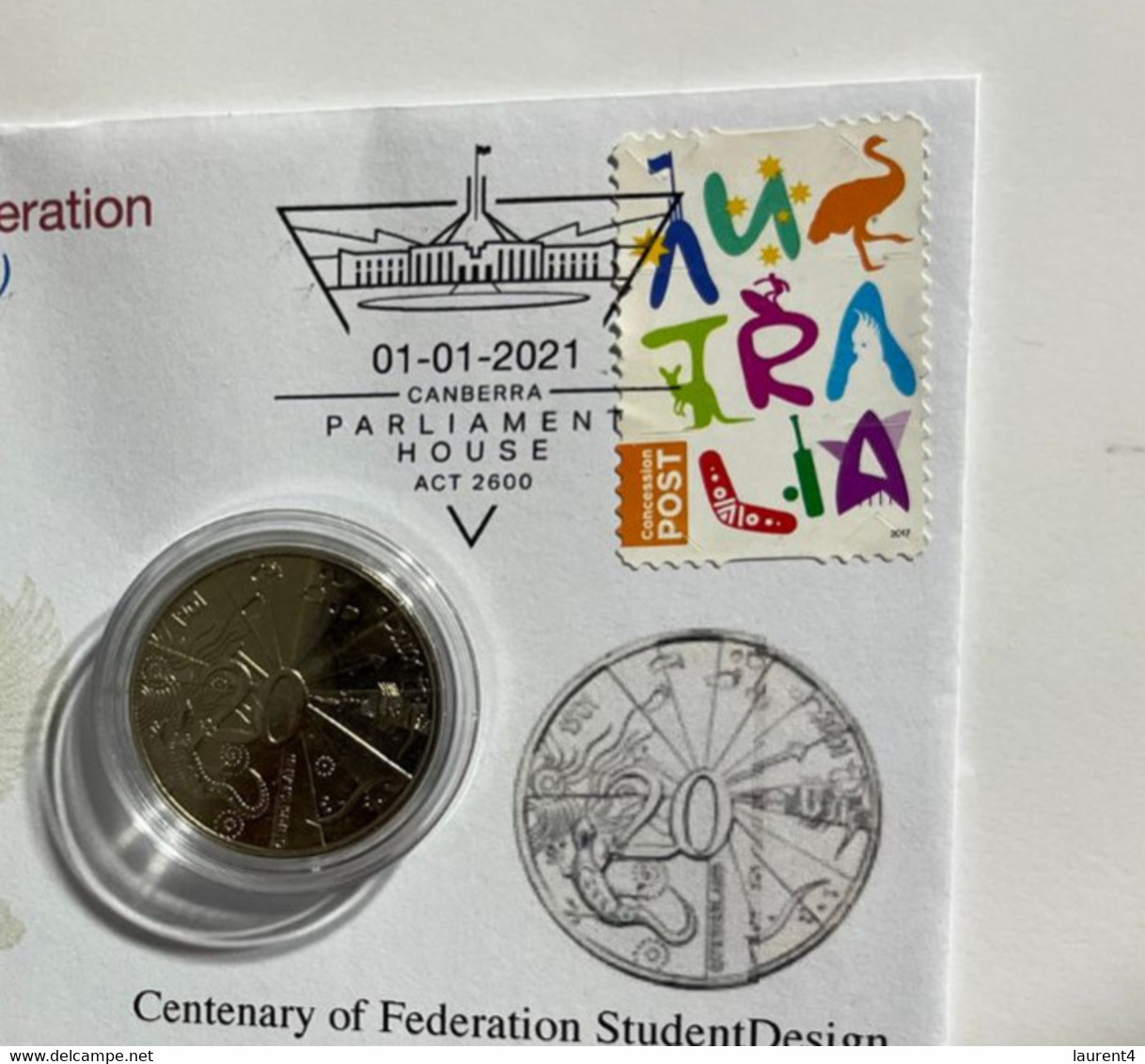 (1 N 18) 20 Cent "Scarce" Coin - 20th Anniversary - Queensland - Centenary Of Federation Coin (20th Anni. Cover) - 20 Cents