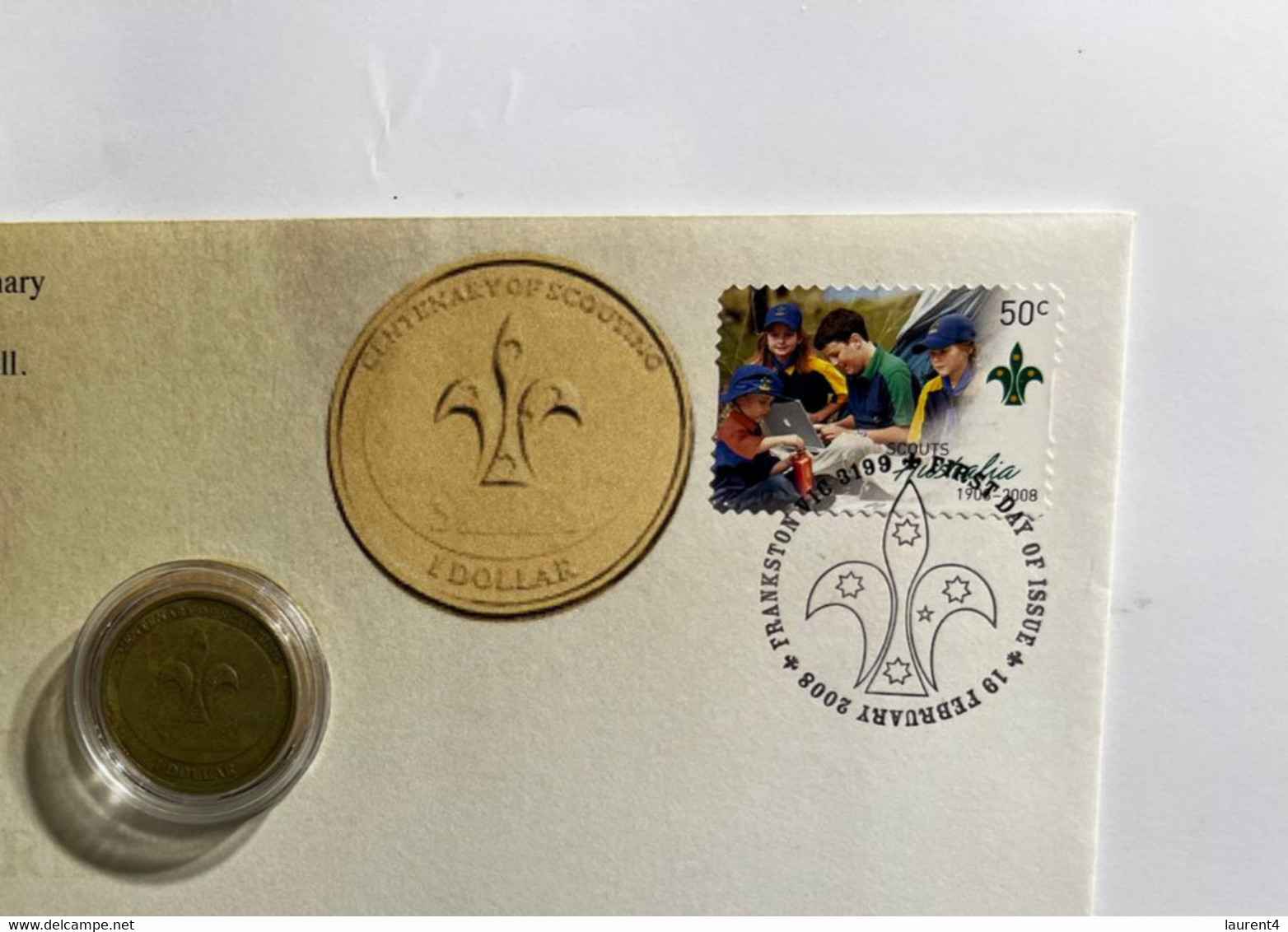 (1 N 18) Australia - $ 1.00 Centenary Of Scouting 2008 Coin Scouts Centenary FDC Cover (matching) - Dollar