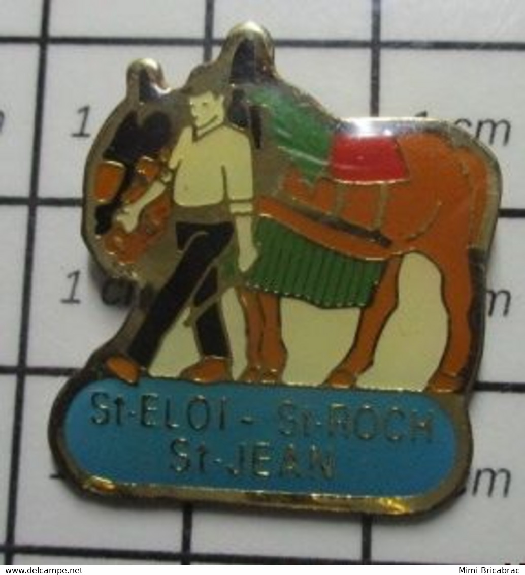 1315c Pin's Pins / Beau Et Rare : ANIMAUX / CHEVAL ET CAVALIER ST ELOI ST ROCH ST JEAN - Animaux