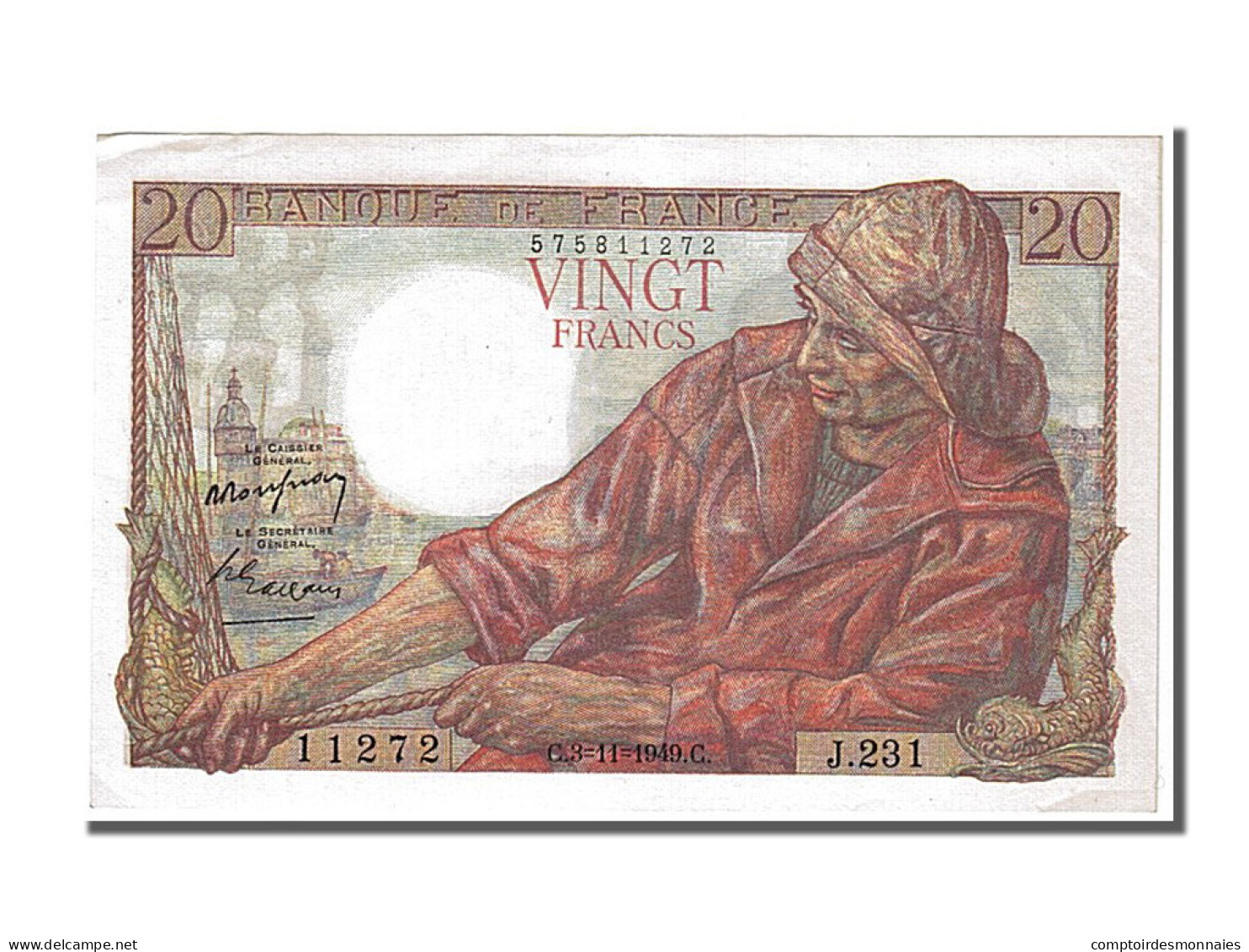 Billet, France, 20 Francs, 20 F 1942-1950 ''Pêcheur'', 1949, 1949-11-03, SPL - 20 F 1942-1950 ''Pêcheur''
