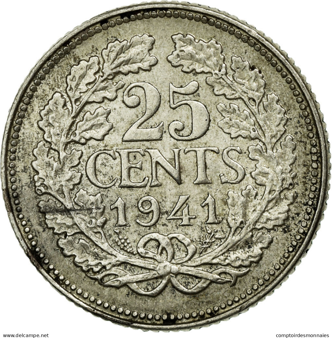 Monnaie, Pays-Bas, Wilhelmina I, 25 Cents, 1941, TTB+, Argent, KM:164 - 25 Cent