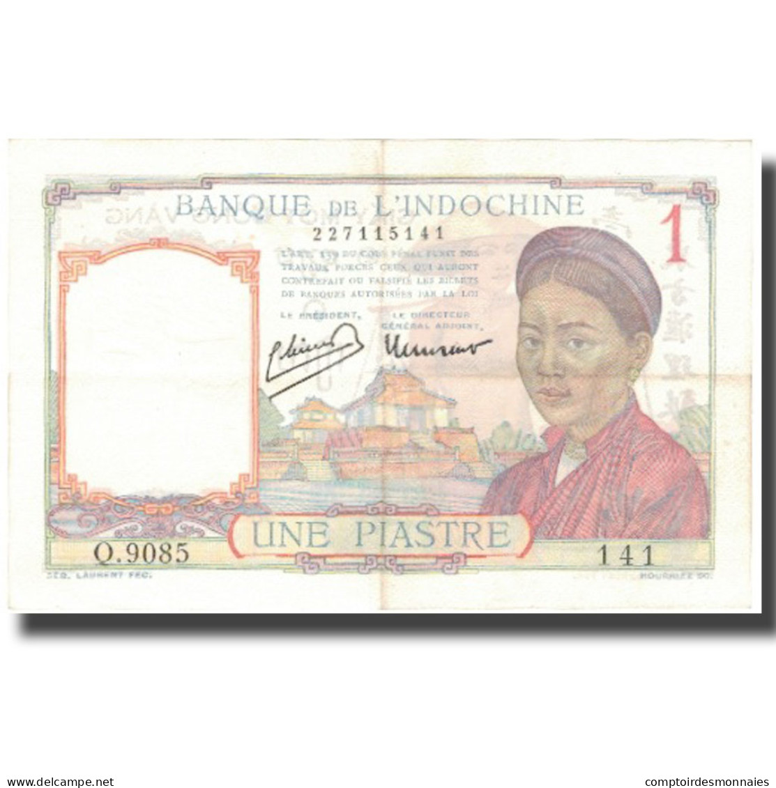 Billet, FRENCH INDO-CHINA, 1 Piastre, Undated (1932-39), KM:54b, TTB - Indochine