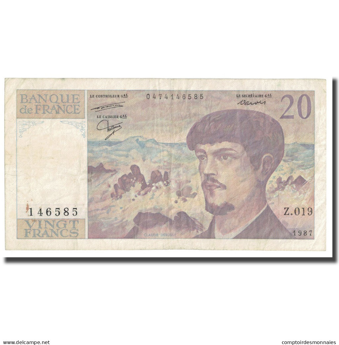 France, 20 Francs, Debussy, 1987, TTB, Fayette:66.08, KM:151b - 20 F 1980-1997 ''Debussy''