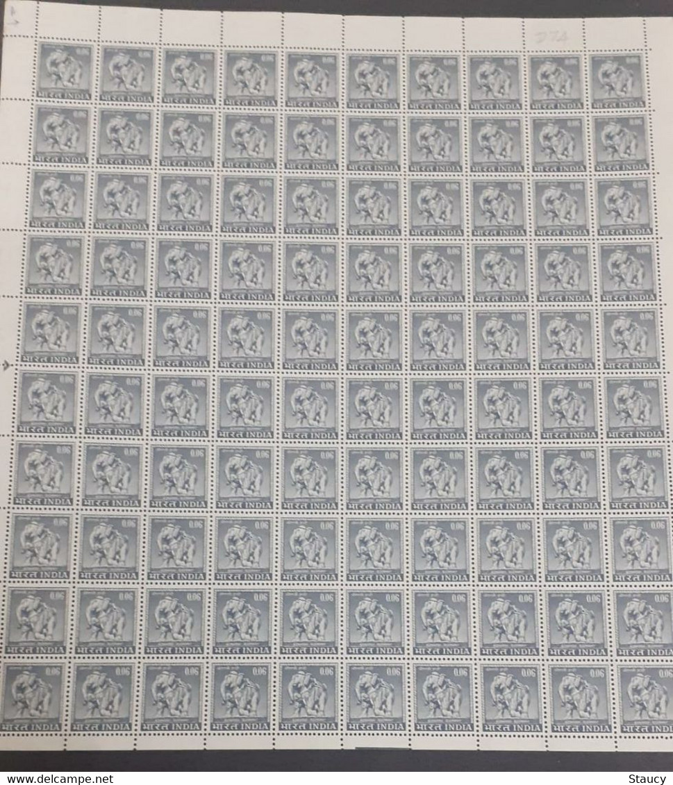INDIA 1965-1967 4th Series Definitive 6p Konark Elephant (watermark Ashoka) Full Sheet MNH Rare To Find Full Sheet - Autres & Non Classés