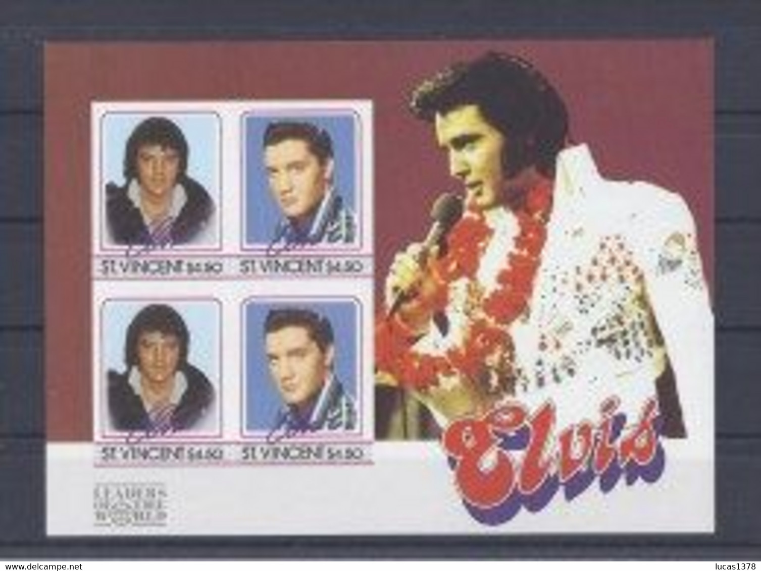 4 BLOCS ELVIS PRESLEY / 30 C / 50 C / 1.50 $ /4.50 $ / DENTELES / MNH** - St.Vincent (1979-...)