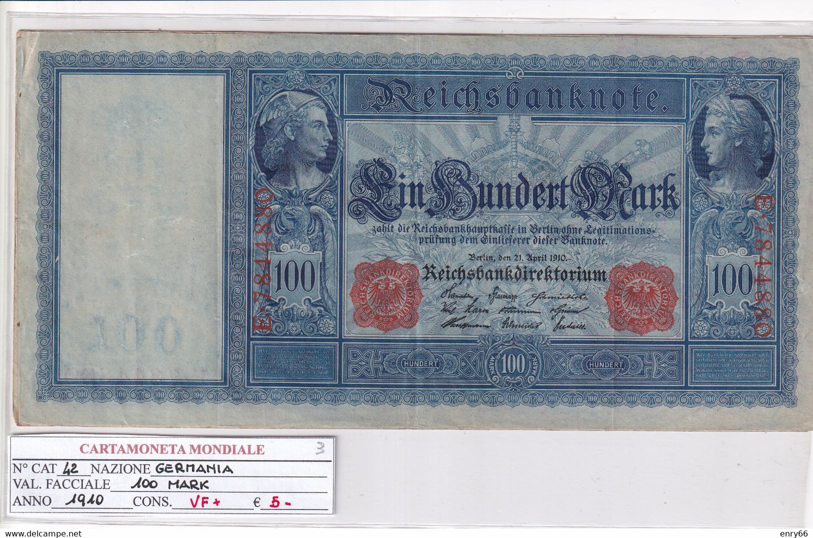 GERMANIA IMPERO 100 MARK 1910 P 42 - 100 Mark