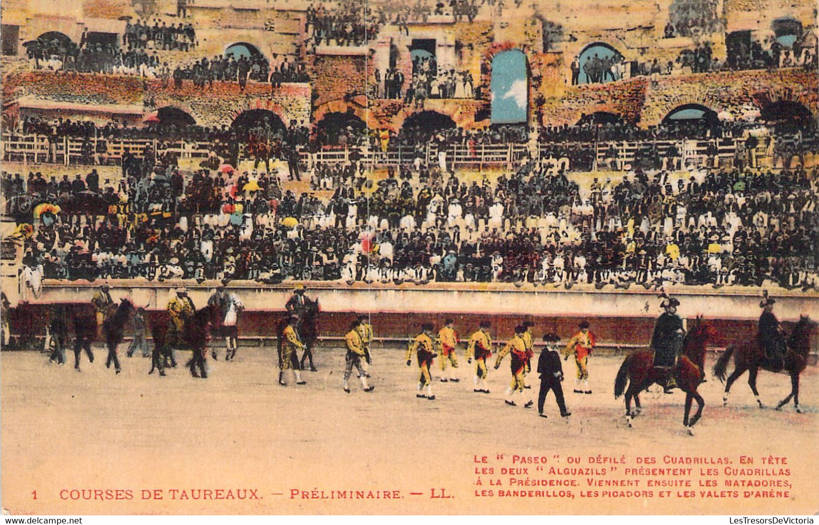 CPA - CORRIDA - Course De Taureaux - 1 - Préliminaires - LL - Colorisée - Corridas