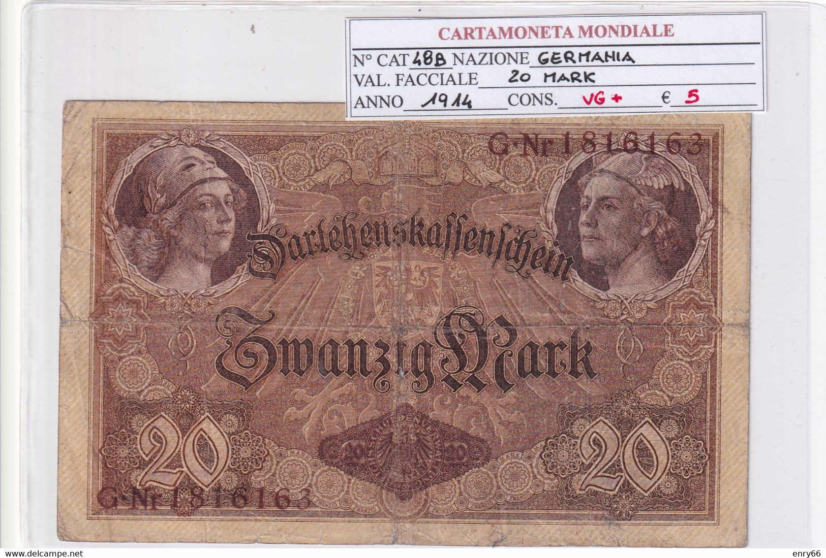 GERMANIA IMPERO 20 MARK 1914 P 48B - 20 Mark