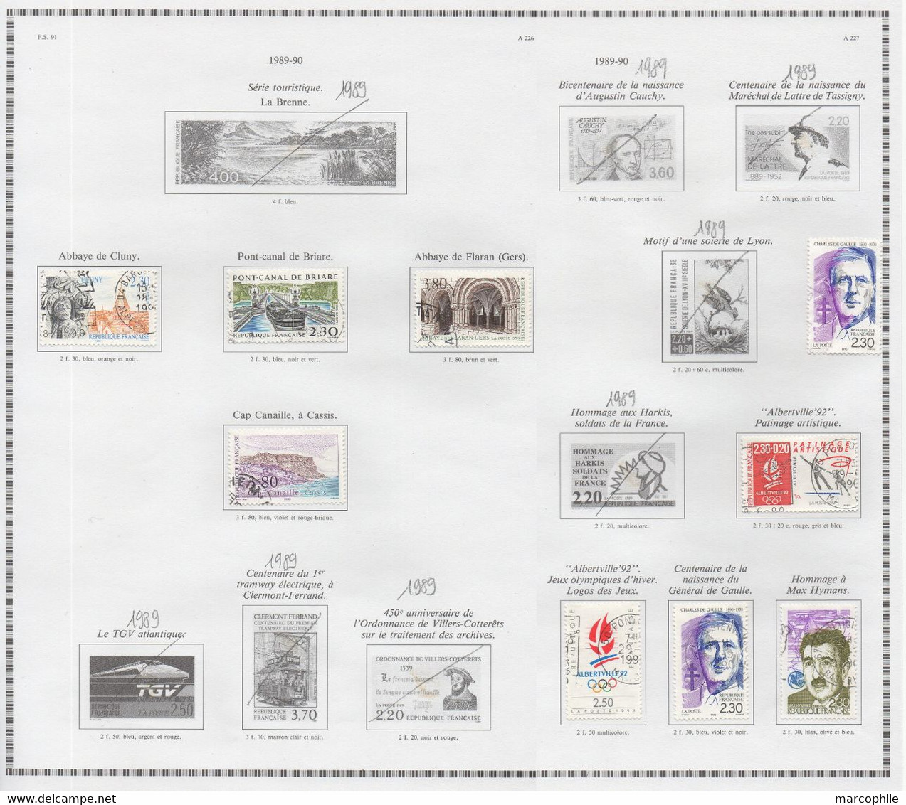 FRANCE / 1990  A 1992 - 3  ANNEES  COMPLETES OBLITEREES DU # 2615  AU 2784 / COTE 196.00 € / 11 IMAGES (ref  7326) - 1990-1999