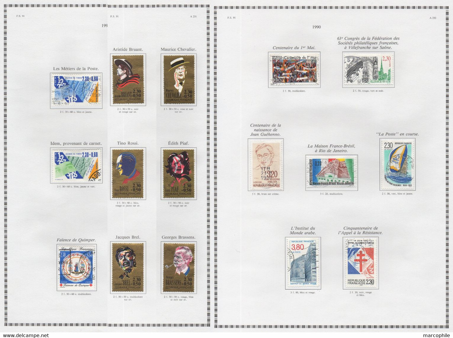 FRANCE / 1990  A 1992 - 3  ANNEES  COMPLETES OBLITEREES DU # 2615  AU 2784 / COTE 196.00 € / 11 IMAGES (ref  7326) - 1990-1999