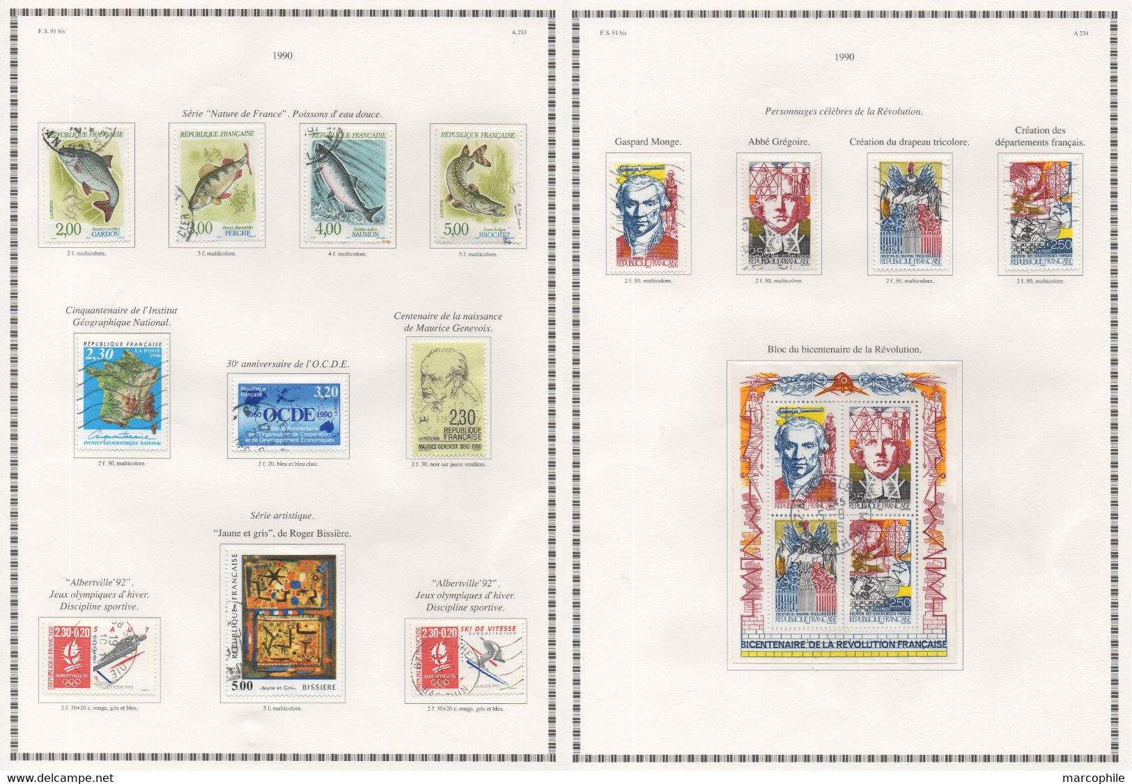 FRANCE / 1990  A 1992 - 3  ANNEES  COMPLETES OBLITEREES DU # 2615  AU 2784 / COTE 196.00 € / 11 IMAGES (ref  7326) - 1990-1999