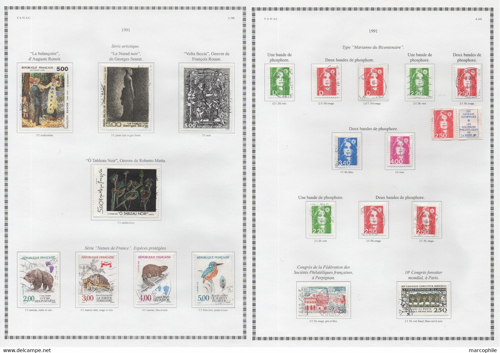 FRANCE / 1990  A 1992 - 3  ANNEES  COMPLETES OBLITEREES DU # 2615  AU 2784 / COTE 196.00 € / 11 IMAGES (ref  7326)