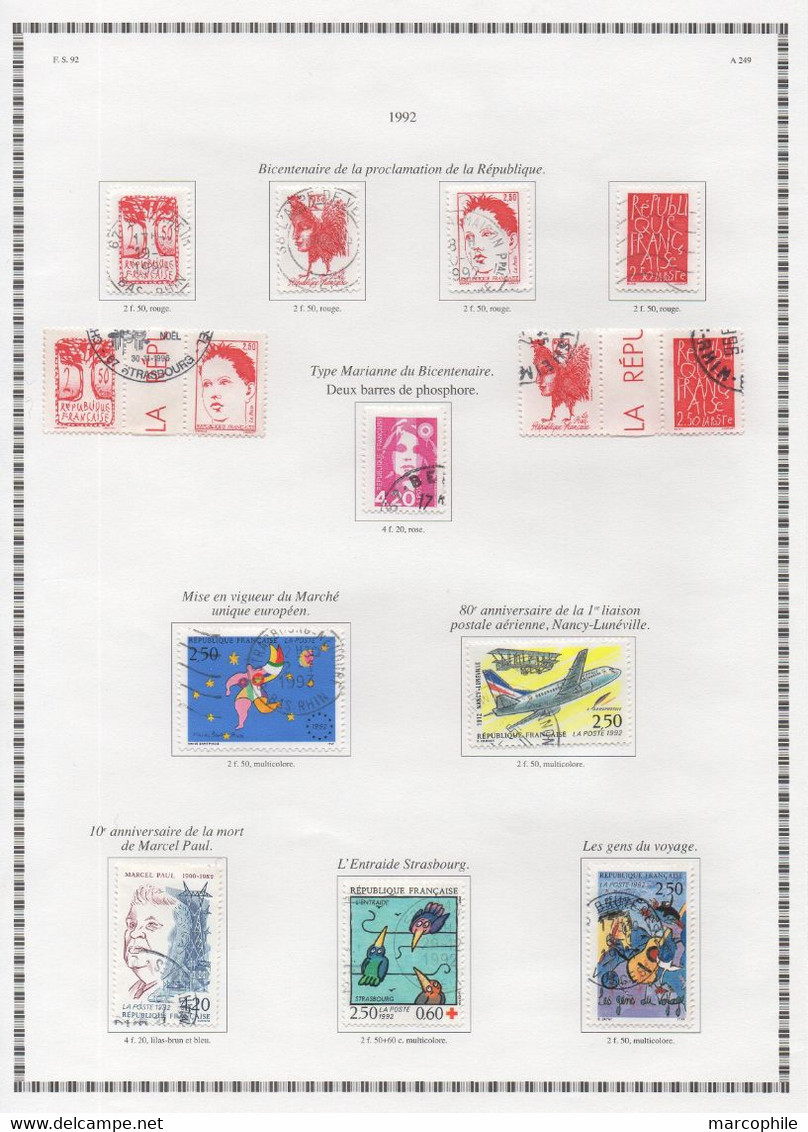 FRANCE / 1990  A 1992 - 3  ANNEES  COMPLETES OBLITEREES DU # 2615  AU 2784 / COTE 196.00 € / 11 IMAGES (ref  7326)
