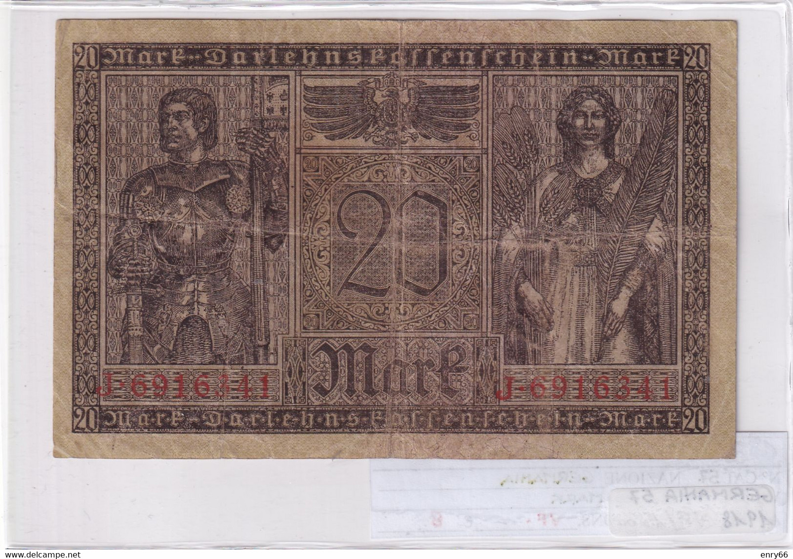 GERMANIA IMPERO 20 MARK 1918 P 57 - 20 Mark