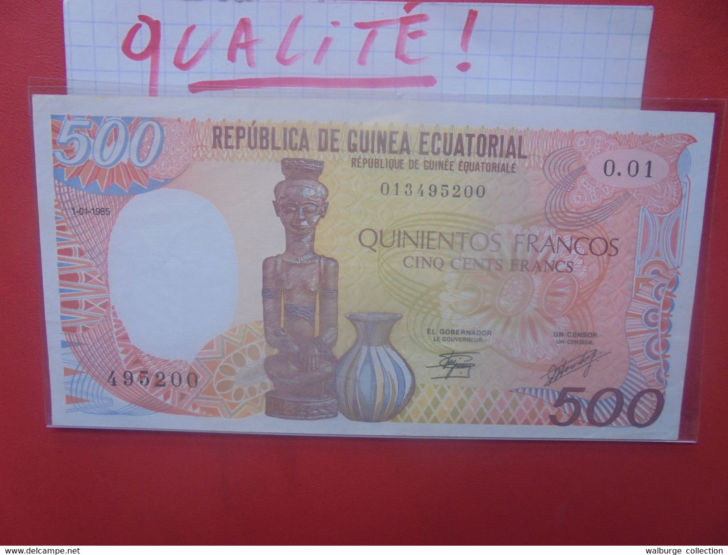 GUINEE EQUATORIALE 500 FRANCS 1985 PEU CIRCULER BELLE QUALITE (B.28) - Guinée Equatoriale