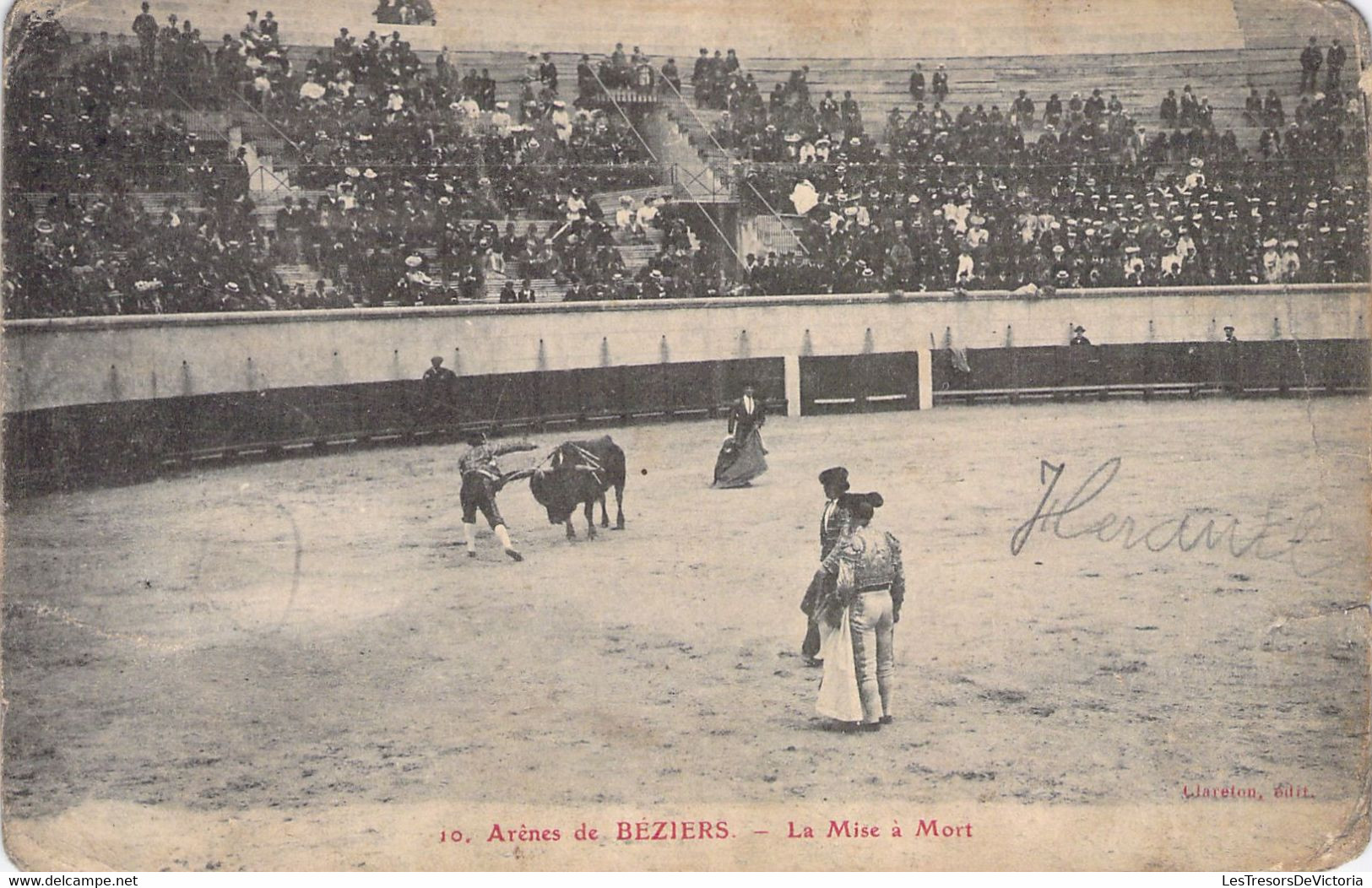 CPA  - CORRIDA - 10 - Arênes De BEZIERS - La Mise à Mort Clareton Edit - Stierkampf