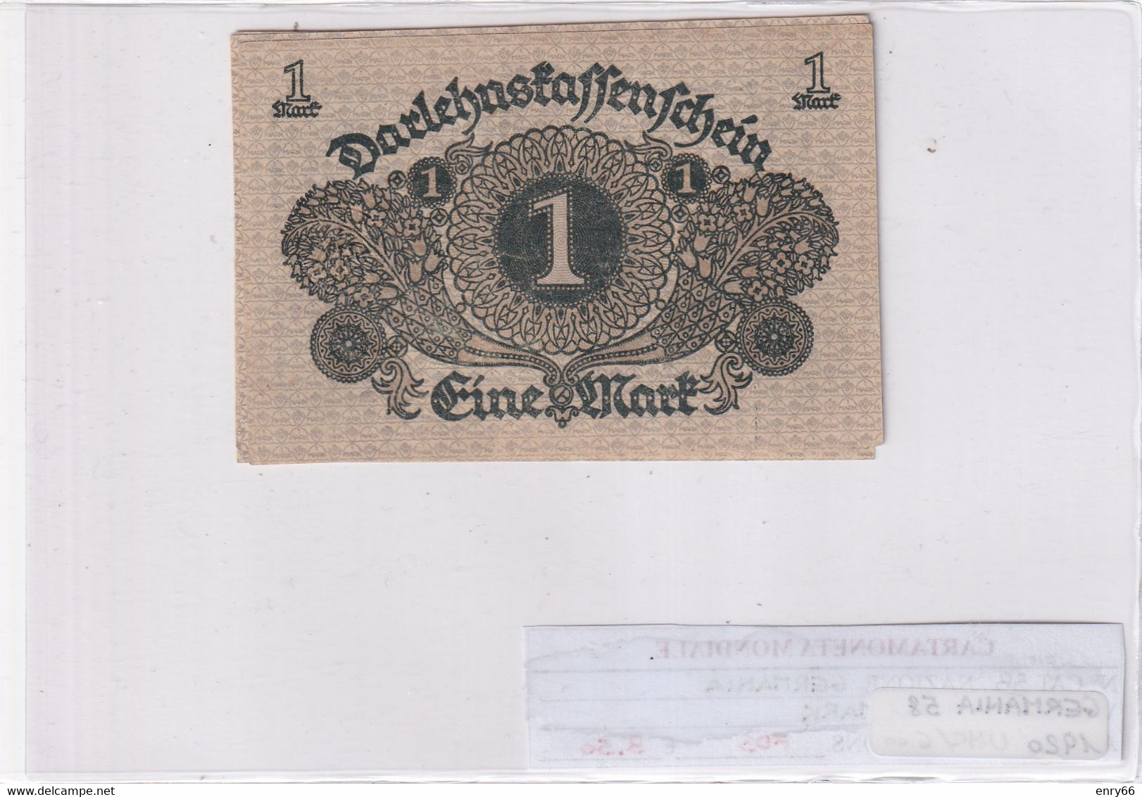 GERMANIA WEIMAR 1 MARK 1920 P 58 - 1 Mark