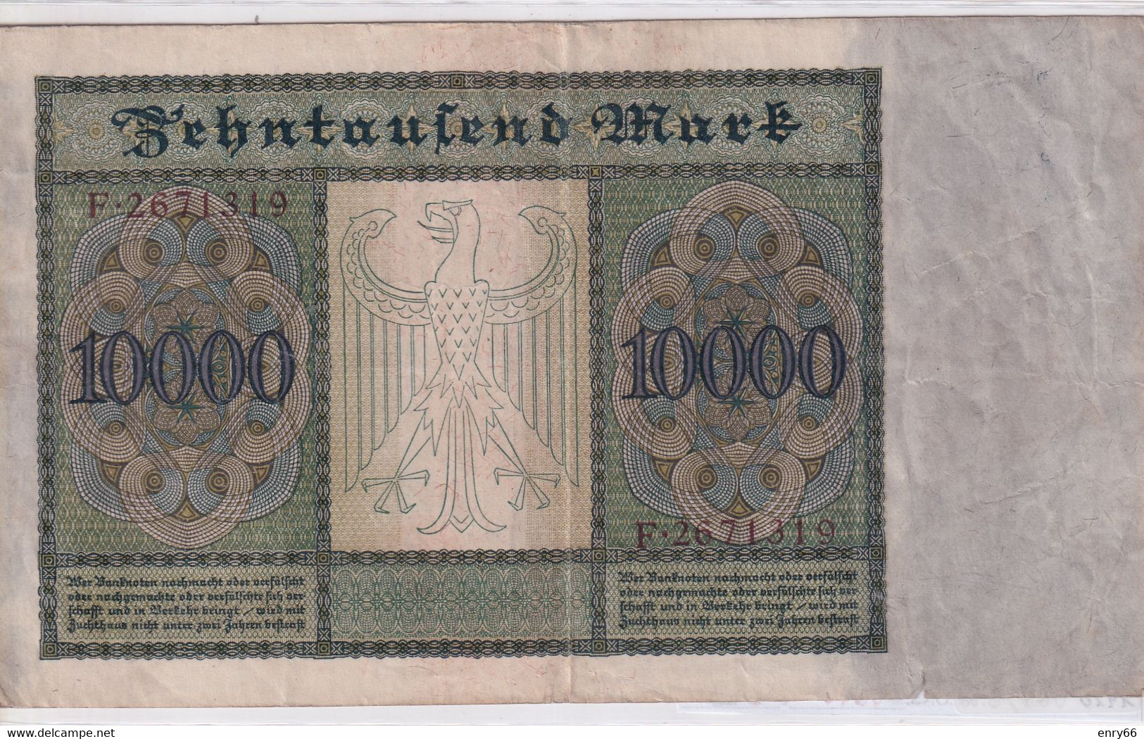 GERMANIA WEIMAR 10'000 MARK 1922 P 70 - 10000 Mark