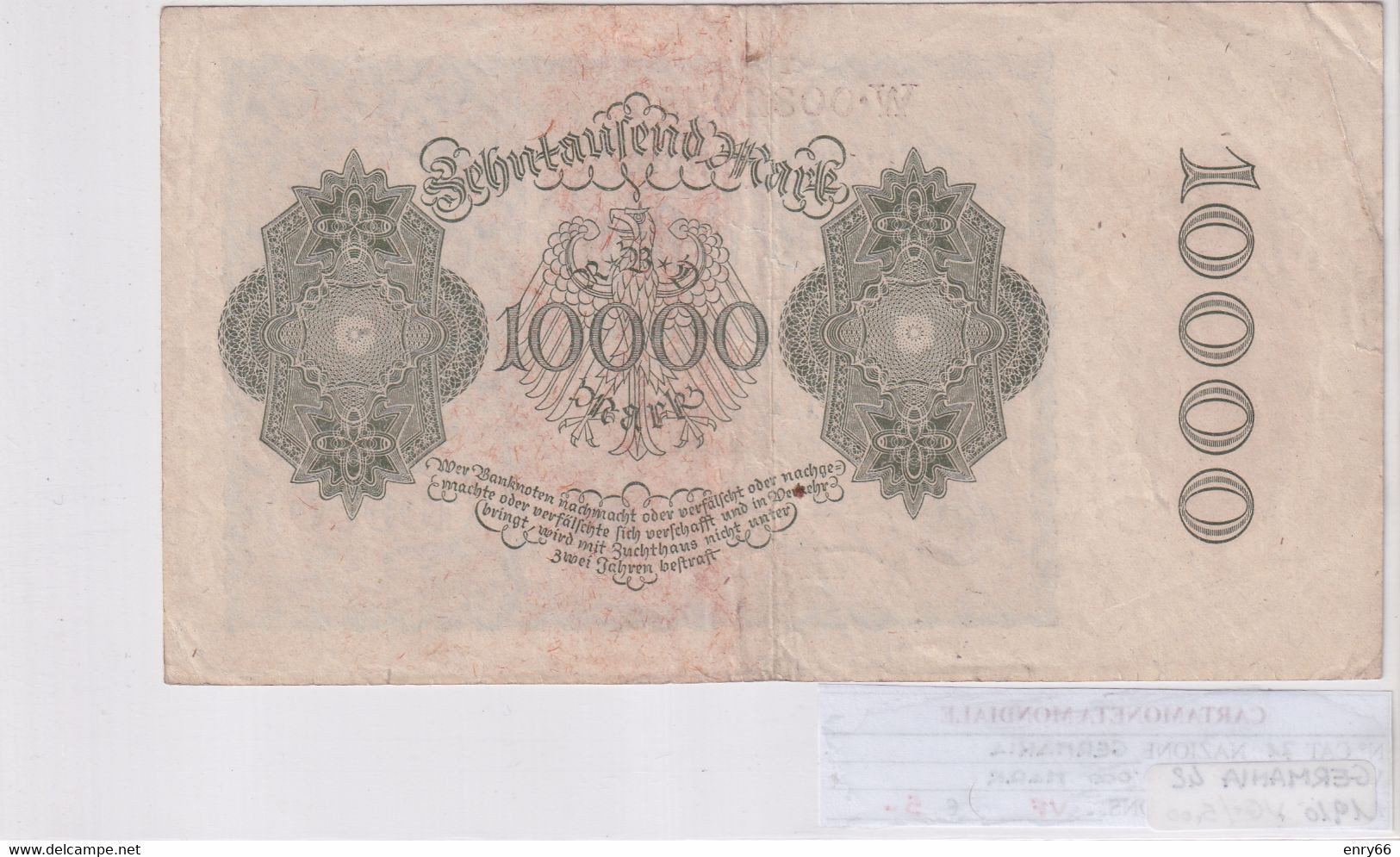 GERMANIA WEIMAR 10'000 MARK 1922 P 71 - 10.000 Mark