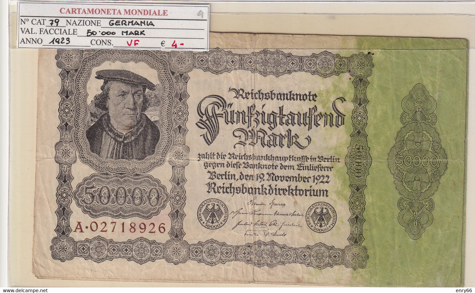 GERMANIA WEIMAR 50'000 MARK 1923 P 79 - 50.000 Mark