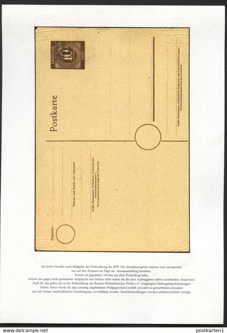 SBZ Postkarte P30I AUFDRUCK Auf P952 Postfrisch 1948 ATTEST RUSCHER 2022 - Postal  Stationery