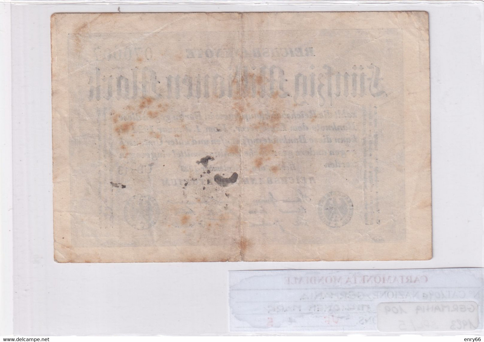 GERMANIA WEIMAR 50 MILLIONEN MARK 1922 P 109E - 50 Miljoen Mark