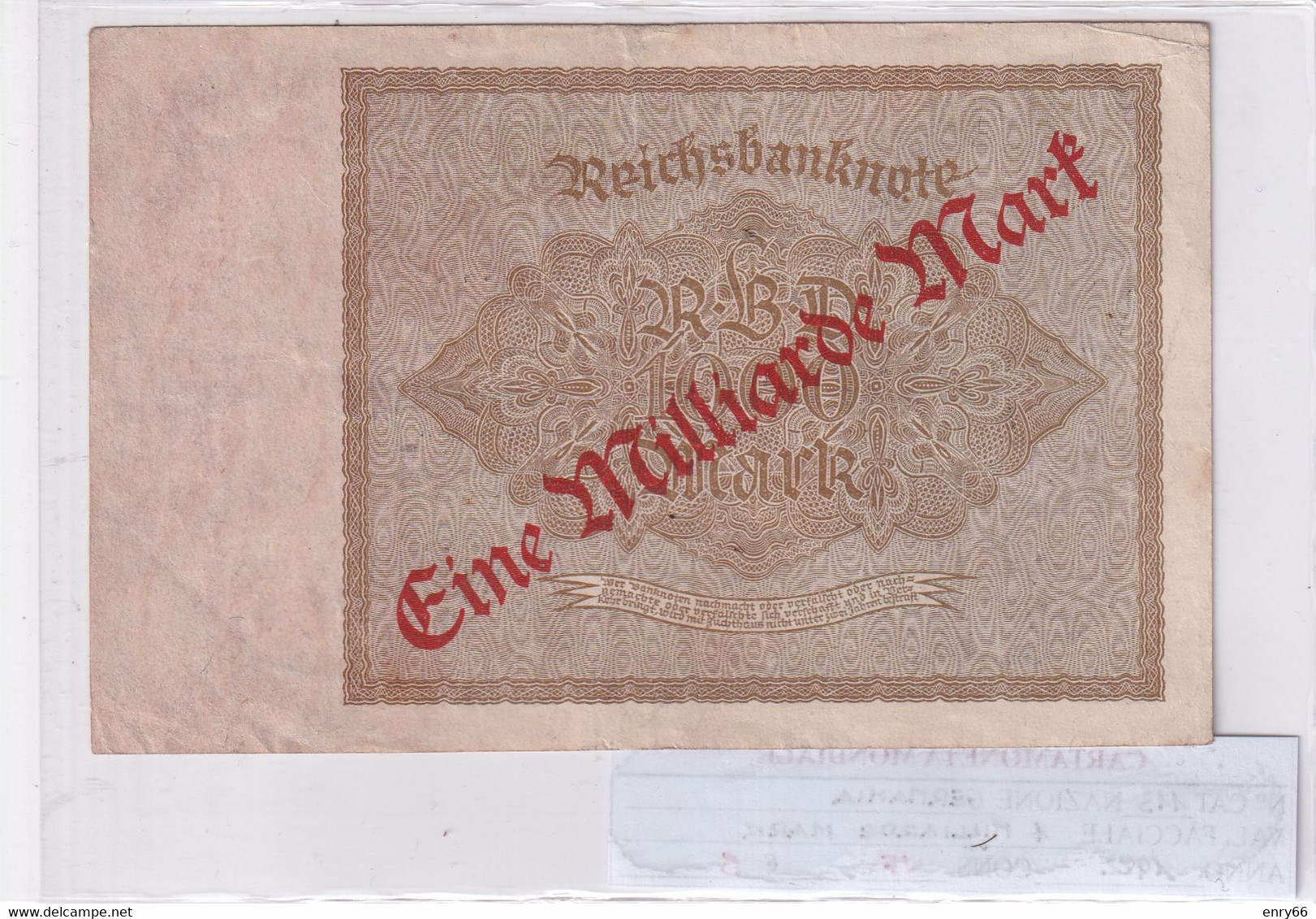 GERMANIA WEIMAR 1 MILLIARDE MARK 1922 P 113 - 1 Mrd. Mark