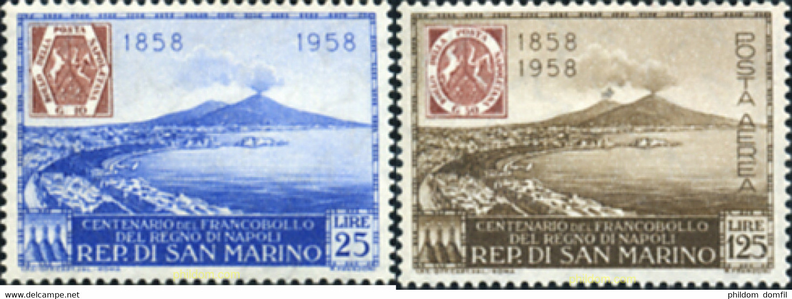 140706 MNH SAN MARINO 1958 CENTENARIO DEL SELLO DE NAPOLES - Gebruikt