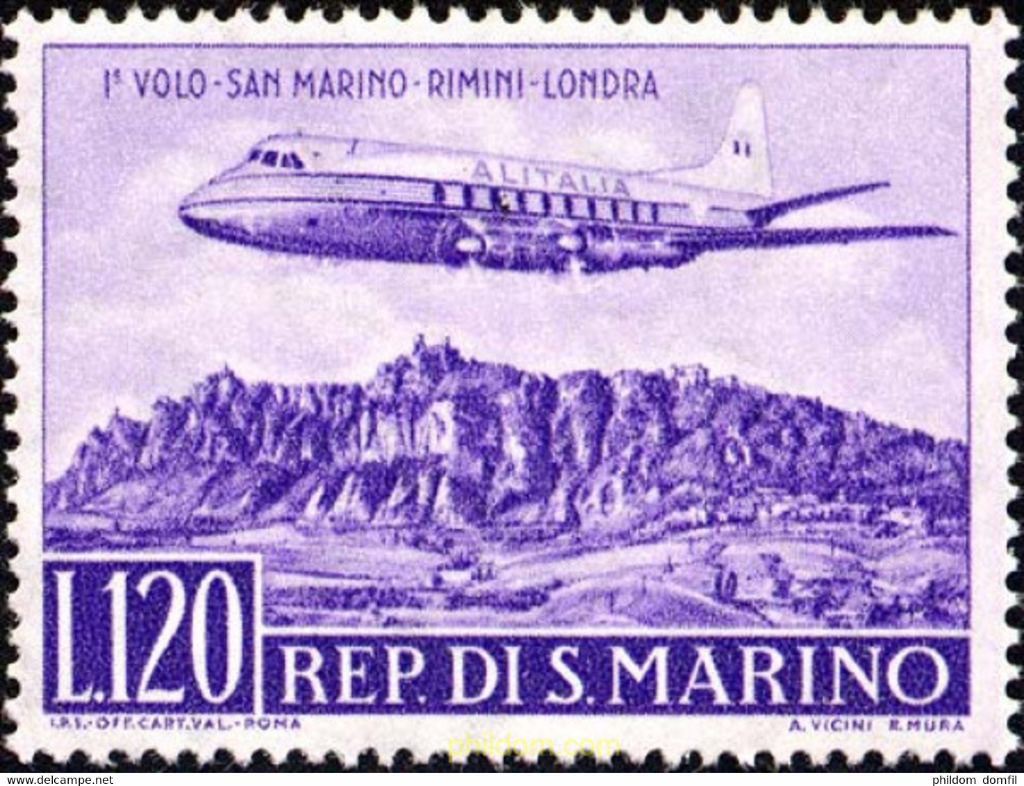 165698 MNH SAN MARINO 1959 PRIMER VUELO SAN MARINO-RIMINI-LONDRES - Gebruikt