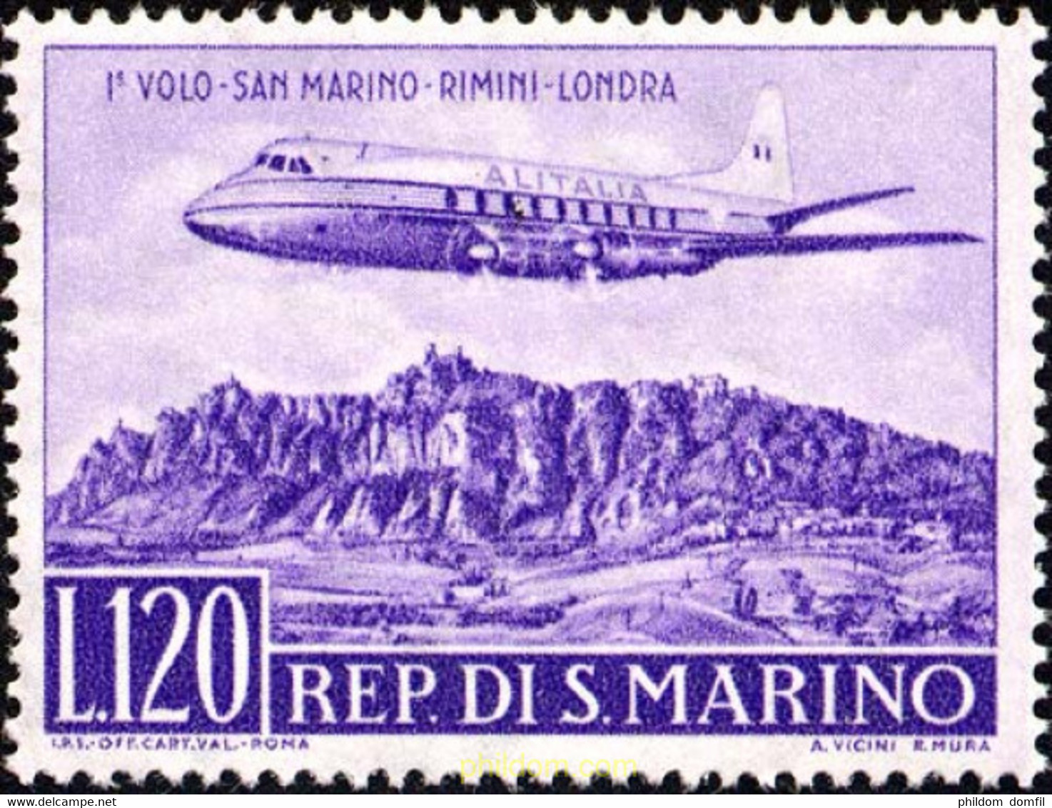 165698 MNH SAN MARINO 1959 PRIMER VUELO SAN MARINO-RIMINI-LONDRES - Usati