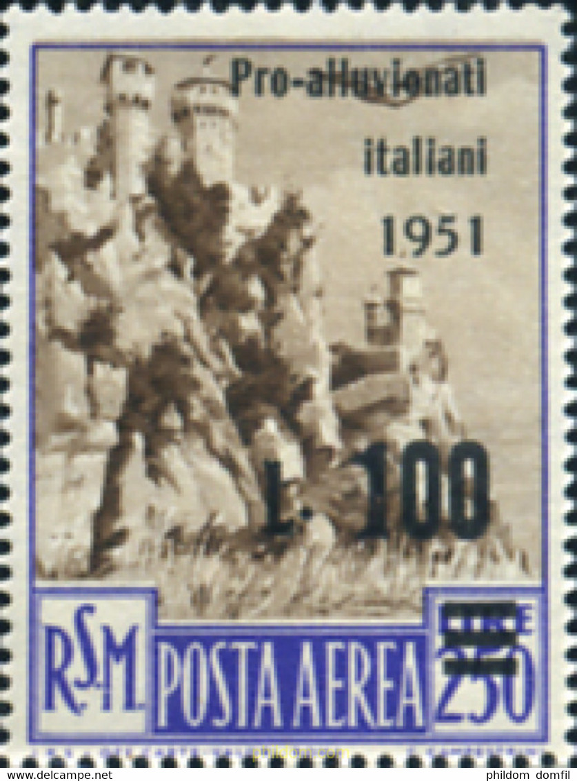140660 MNH SAN MARINO 1951 EN FAVOR DE LAS VICTIMAS DE LAS INUNDACIONES DEL RIN - Used Stamps