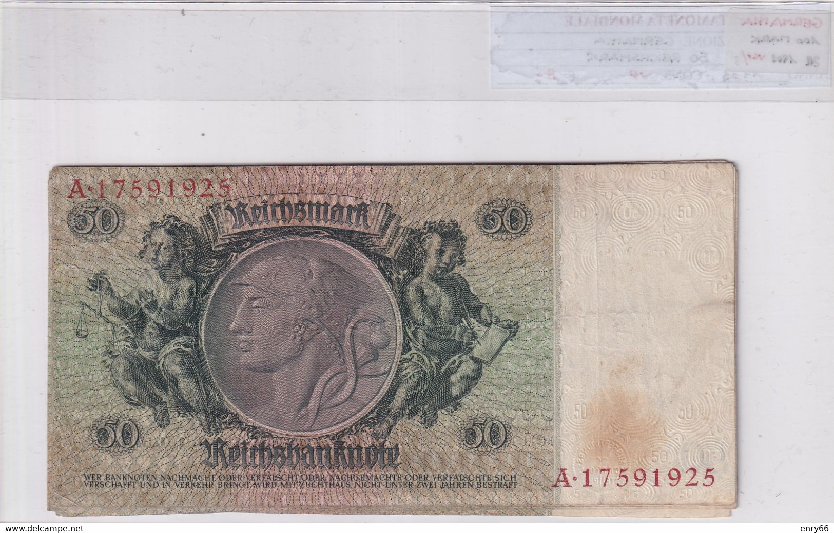 GERMANIA WEIMAR 50 REICHSMARK 1933 P 182 - 50 Mark