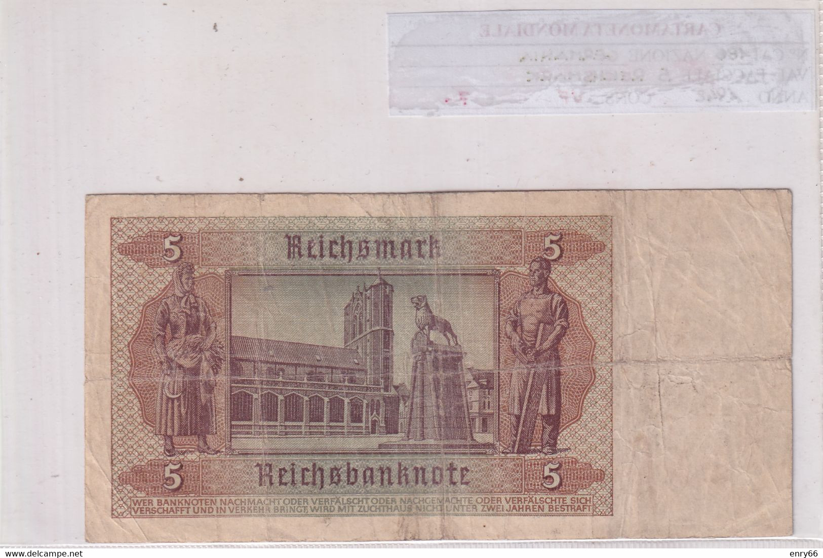 GERMANIA TERZO REICH 5 REICHSMARK 1942 P 186 - 5 Reichsmark