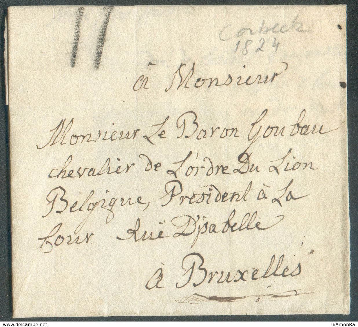 Lettre De CORBEEK Le 22 Février 1824 Vers Bruxelles; Port De II (crayon Noir) - 20520 - 1815-1830 (Hollandse Tijd)