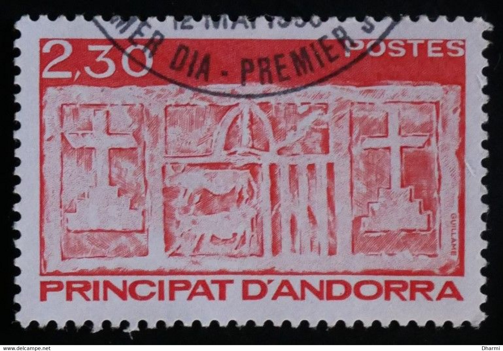 ANDORRE FR 1990 N°391 OBLITERE 2,30 F ROUGE - ECU PRIMITIF - USED - Oblitérés