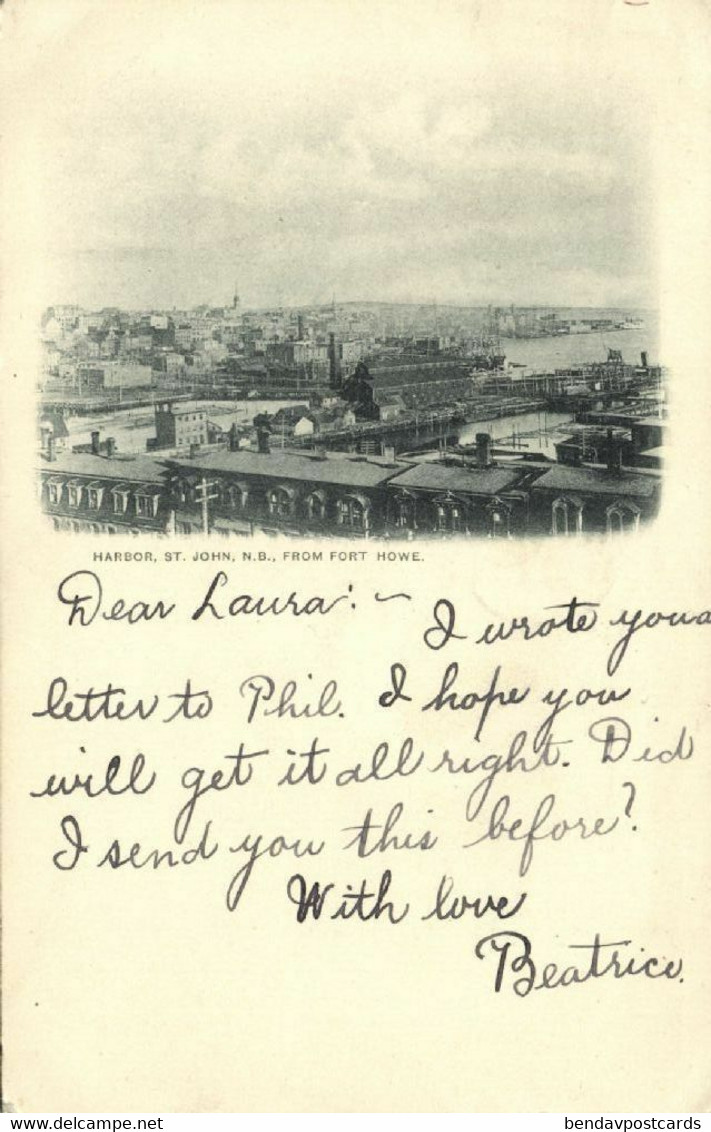 Canada, St. JOHN, N.B., Harbor From Fort Howe (1905) Postcard - St. John