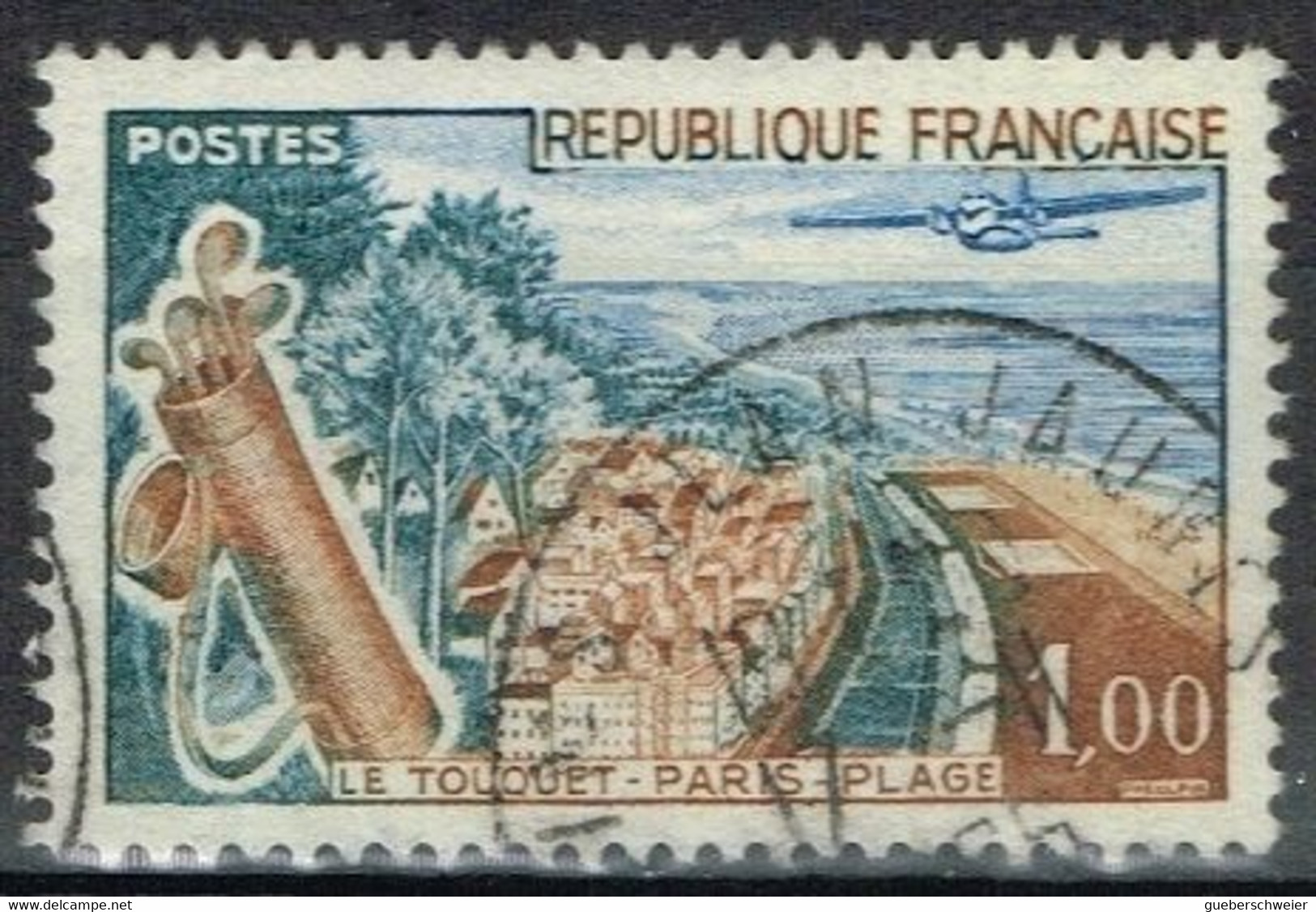 FR VAR 53 - FRANCE N° 1355c Variété Cadre Sous République Effacé - Oblitérés